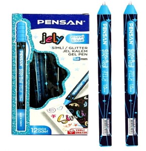 PENSAN 2800 MAVİ JELY GLİTTER SİMLİ JEL KALEM 12'Lİ *50