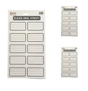 SVN-105 BLİSTERLİ KLASİK 3'LÜ OKUL ETİKETİ 50'Lİ (SİYAH)