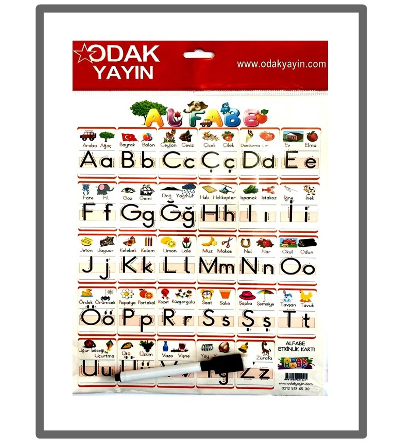 ODAK A4 KALEMLİ ALFABE YAZI ÇALIŞMA KARTI