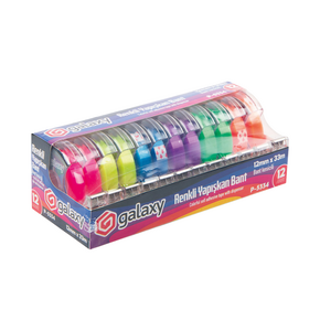 GALAXY P-5334 RENKLİ YAPIŞKAN BANT KESİCİ 12'Lİ