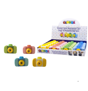 GLOBOX 3783 SİLGİ VE KALEMTIRAŞ SETİ 24'LÜ (FOTOĞRAF MAKİNESİ)