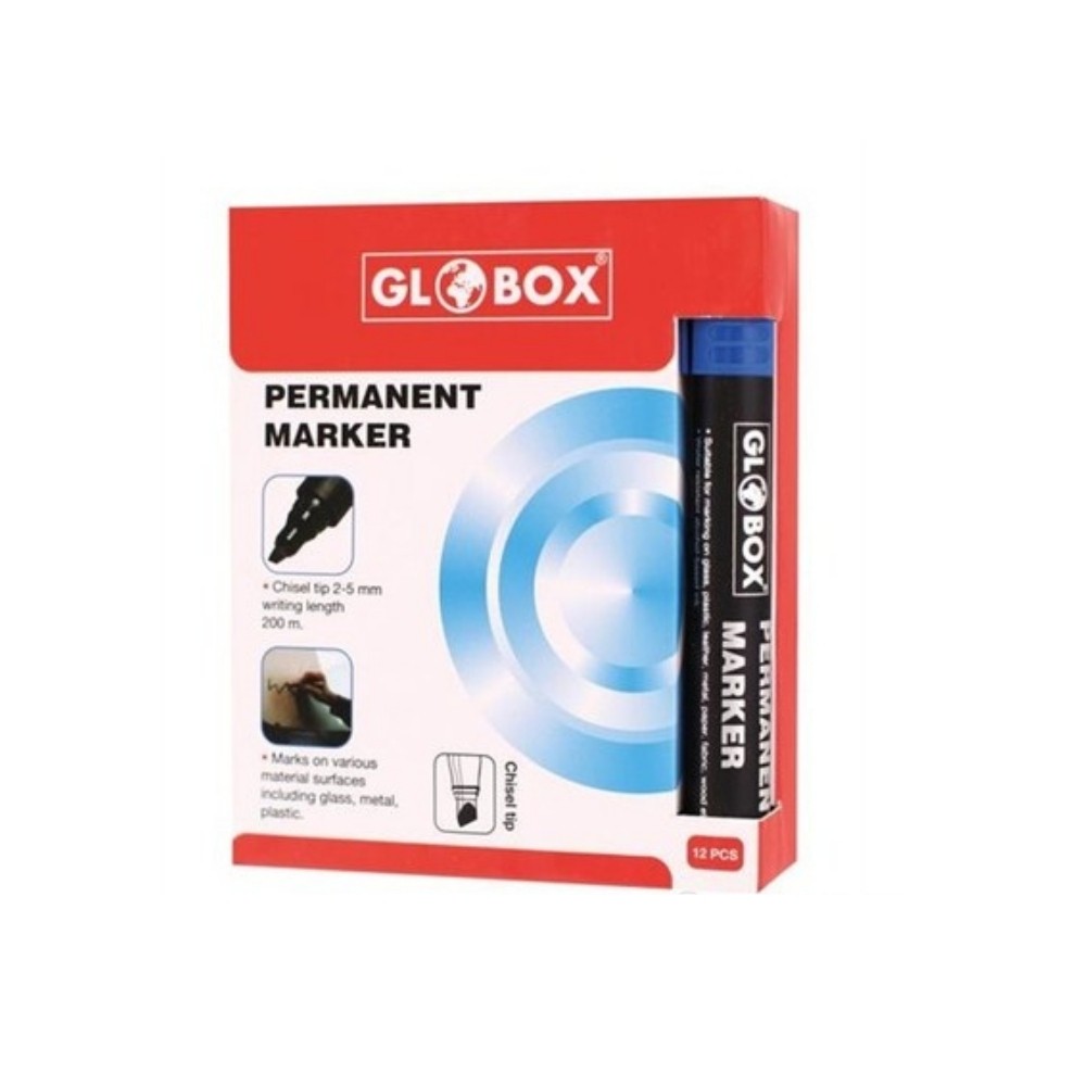 GLOBOX 6922 KESİK UÇ  MAVİ PERMANENT MARKER 12'Lİ
