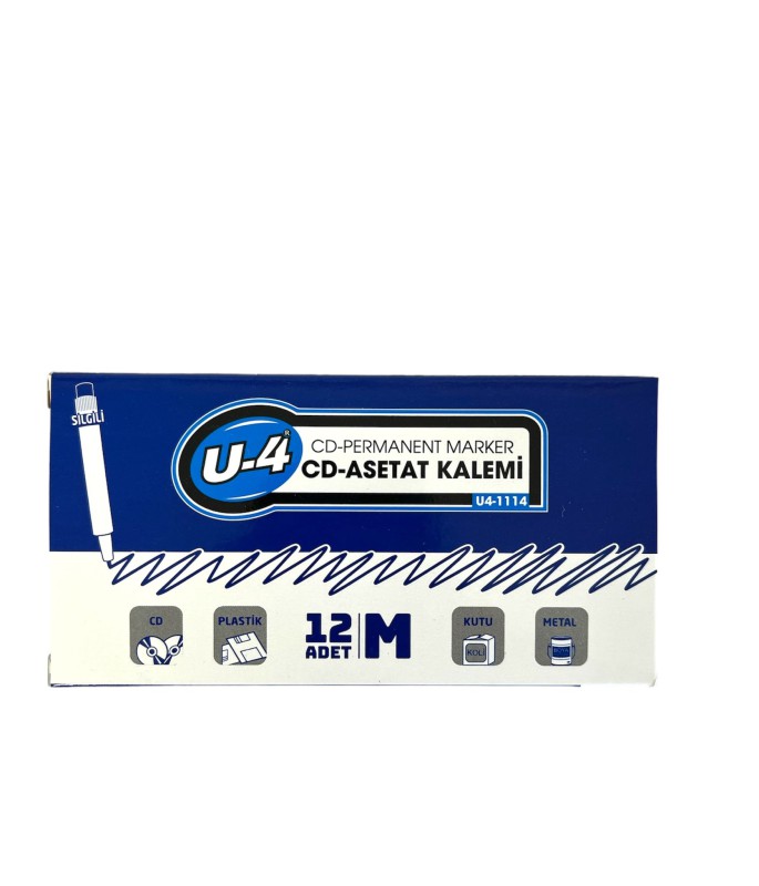 U-41114 ASETAT KALEMİ SİLGİLİ 12Lİ MAVİ*80