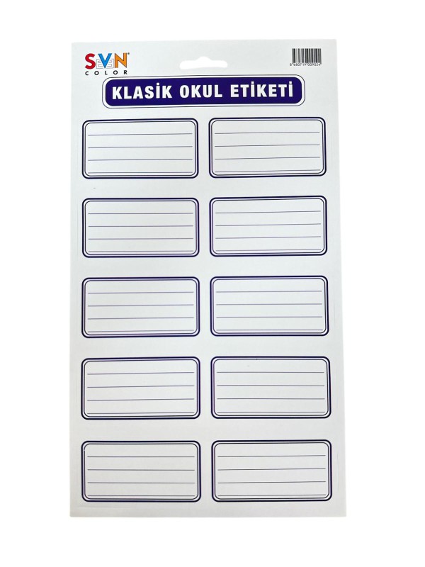SVN BLİSTERLİ KLASİK OKUL ETİKETİ 3 LÜ 50'li PAKET*50