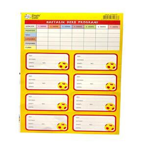 SİNGLE COLOR GALATASARAY DERS PROGRAMLI 3'LÜ OKUL ETİKETİ 50'Lİ