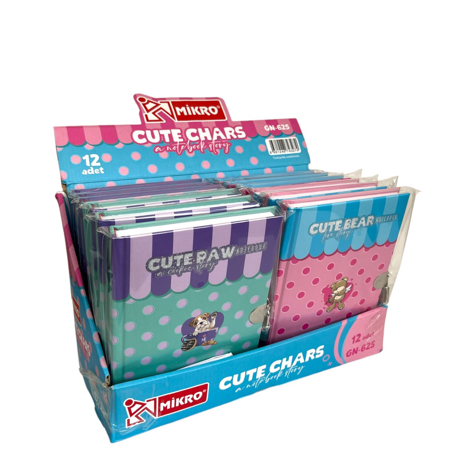MİKRO GN-625 CUTE CHARS GÜNLÜK DEFTER 12 Lİ