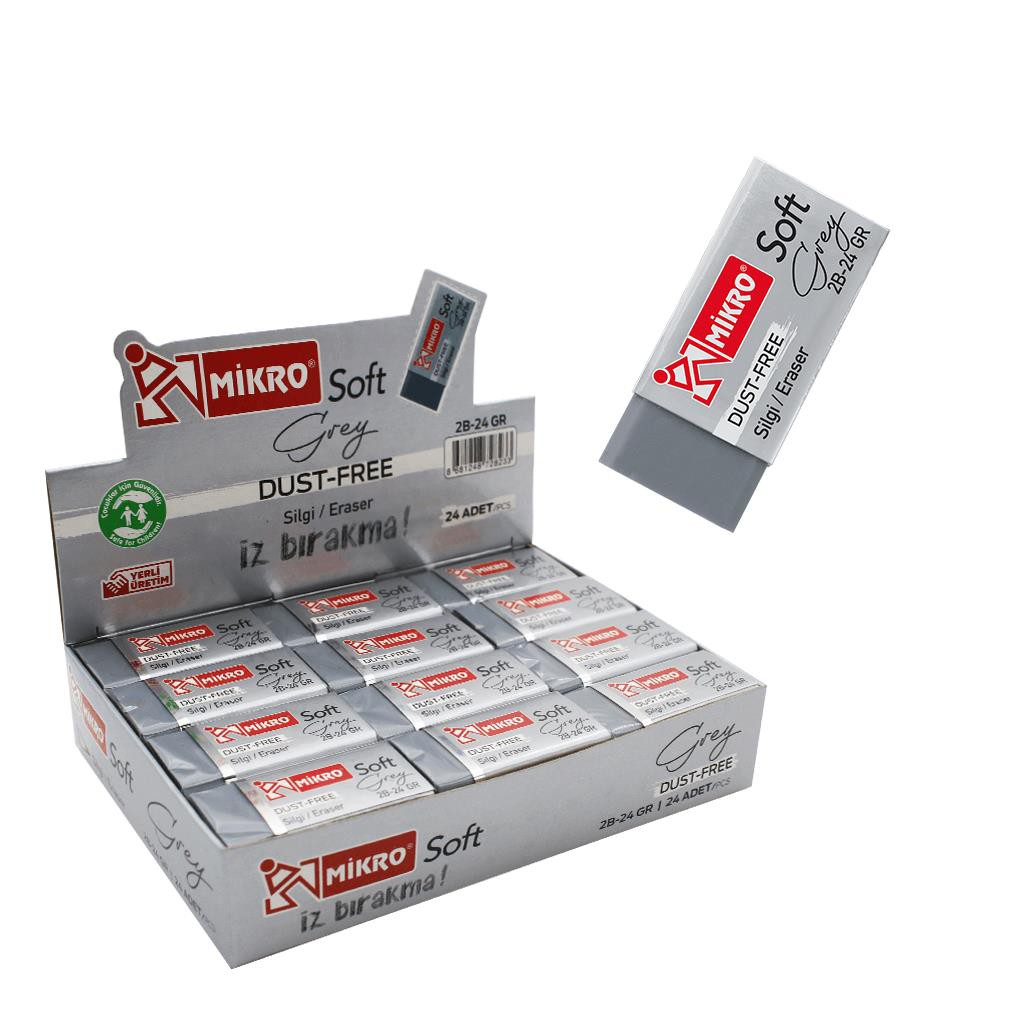 MİKRO 2B-24GR SOFT SİLGİ GRİ 24'LÜ*50