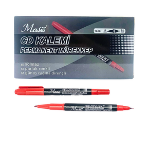 MASİS PERMANENT CD KALEMİ KIRMIZI 12'Lİ PAKET*12 >
