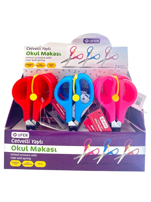 UFEN 70479 CETVELLİ YAYLI OKUL MAKASI 24'LÜ