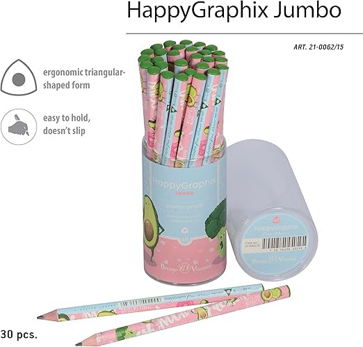 HAPPY GRAPHİX 21-0062-15 JUMBO KURŞUN KALEM 4B 3,5MM AVOKADO 30'LU