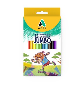 ADEL JUMBO HEXA KURU BOYA KALEMİ 12 RENK 6'LI