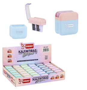 MİKRO MK-2040 ÇİFTLİ PASTEL RENK KALEMTIRAŞ 36'LI