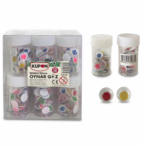 KUPOM KOG-311 RENKLİ OYNAR GÖZ 20MM 12'Lİ