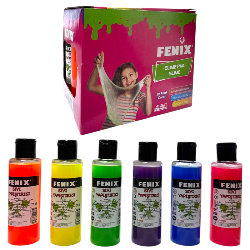 FENİX LK01 SLİME YAPIŞTIRICI 70ML 12Lİ RENKLİ*24