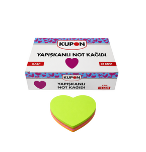 KUPON KYP-530 YAPIŞKANLI POSTİT KALP 12'Lİ *36