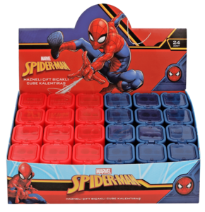KAMP.SPIDERMAN HAZNELİ ÇİFT BIÇAKLI CUBE KALEMTIRAŞ WEB1-WEB2 24'LÜ ^*30