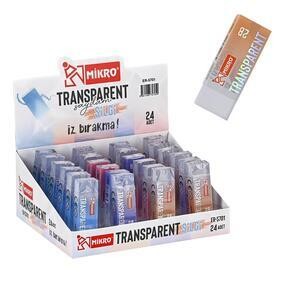 MİKRO ER-5701 SİLGİ TRANSPARENT SAYDAM SİLGİ 24 LÜ