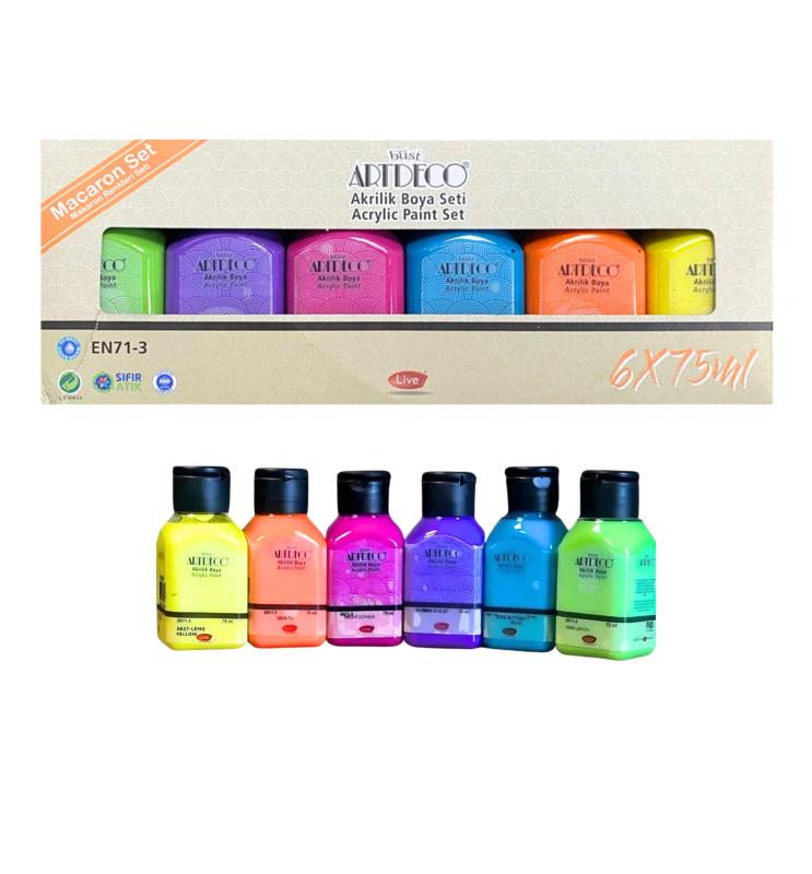 ARTDECO AS7 AKRİLİK BOYA 6*75ML MAKARON RENKLER *30 > ARTDECO AS7 AKRİLİK BOYA 6*75ML MAKARON RENKLER *30 >