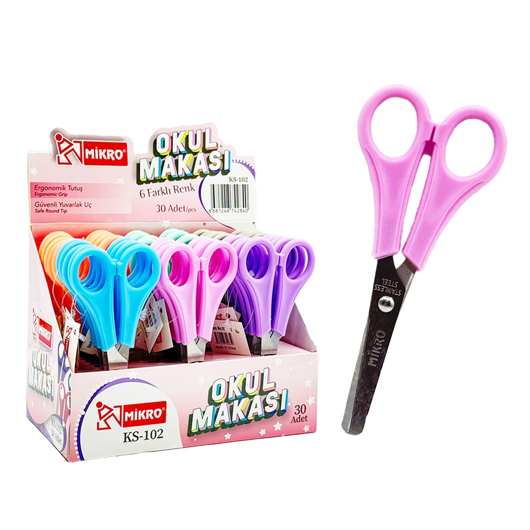 MİKRO  KS-102 STANDLI OKUL MAKASI 30LU