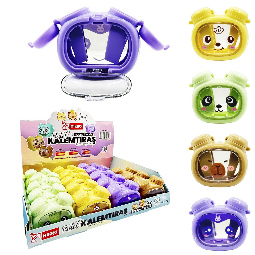 MİKRO MK-8152 KALEMTIRAŞ HAPPY FRIENDS 24LÜ