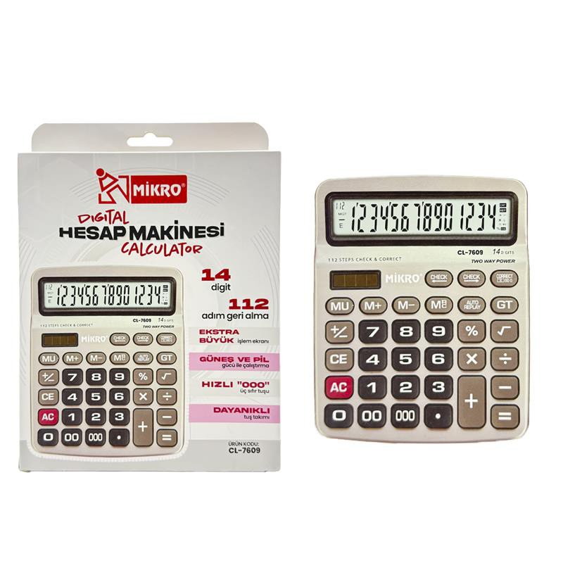 MİKRO CL-7609 DİGİTAL HESAP MAKİNESİ (14DİGİT-112STEPS)
