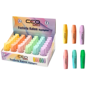 CEO-FO0021 FOSFORLU KALEM MİNİ PASTEL RENKLER 36'LI *36