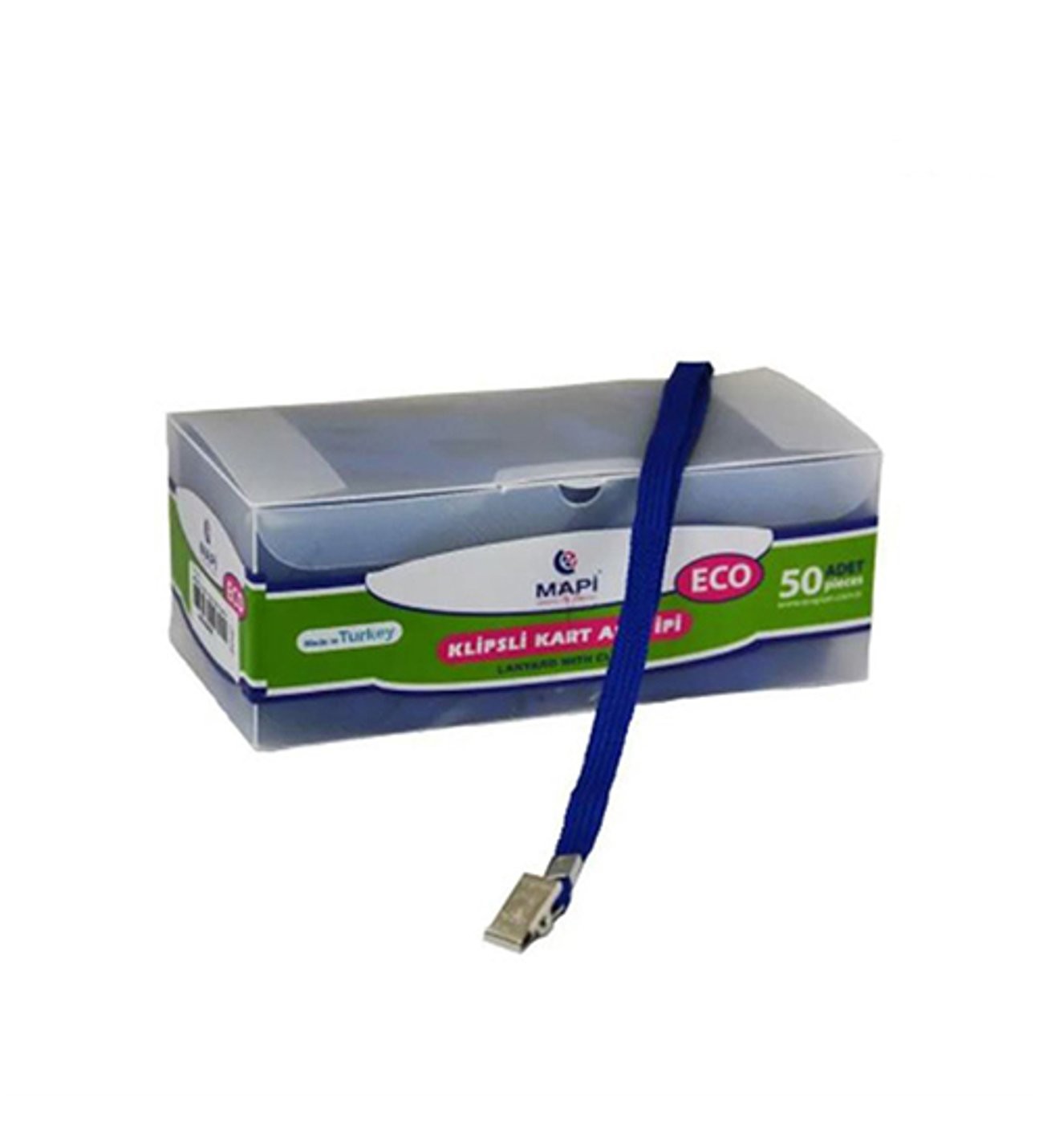 MAPİ LACİVERT  KLİPSLİ-POLYESTER DOKUMA YAKA KARTI İPİ  50Lİ *20