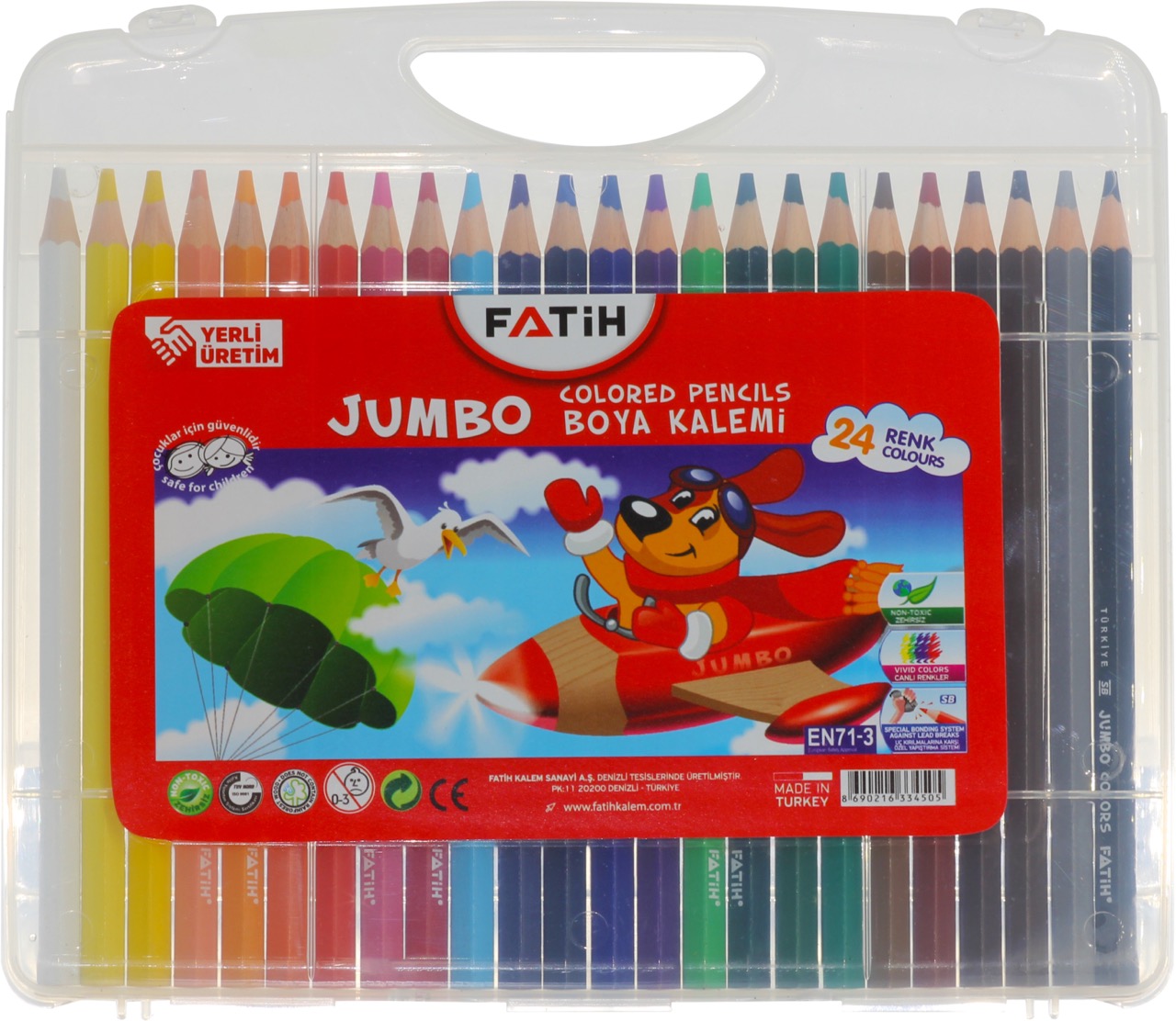 FATİH 33450 JUMBO KURU BOYA 24 RENK ÇANTALI 6LI*8