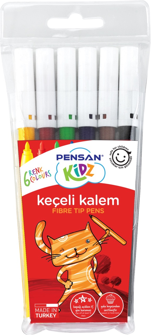 PENSAN KİDZ 99055 6 RENK KEÇELİ KALEM 24'LÜ *12