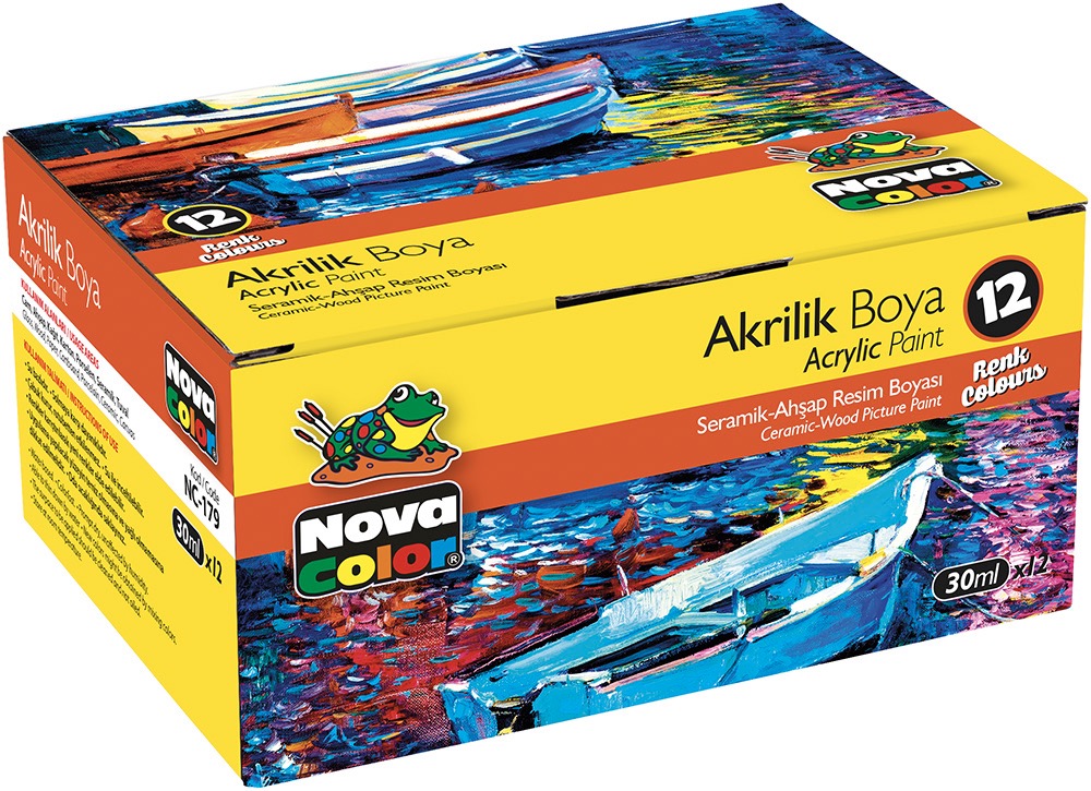 NOVA COLOR NC-179 AKRİLİK BOYA 12 Lİ ŞİŞE TAKIM