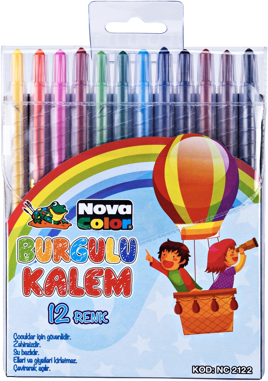 NOVA COLOR NC-2122 ÇEVİRMELİ MUM BOYA 12 RENK 