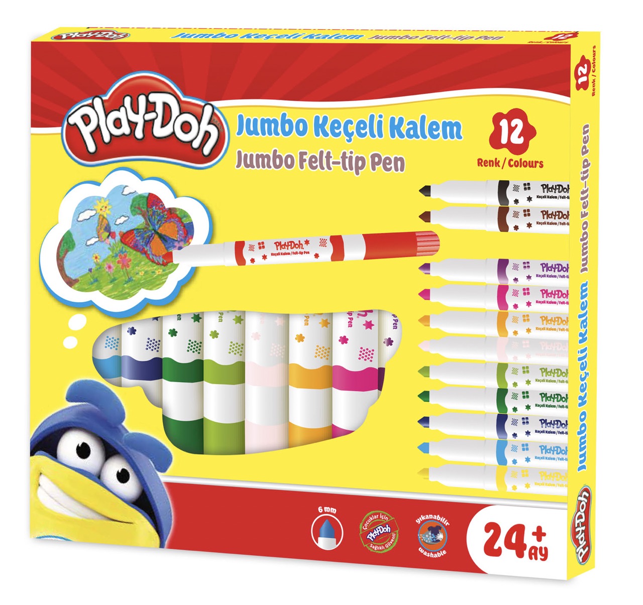 PLAY-DOH KE020 JUMBO KEÇELİ KALEM 12 RENK 12Lİ *4